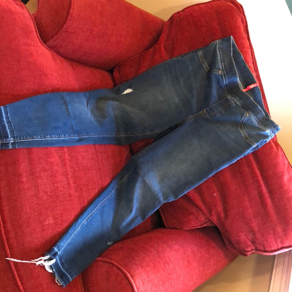 Spanx Distressed Ankle Skinny Jeans Size L